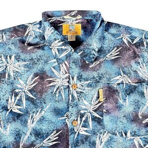 Coconut Pier Sz XL Hawaiian Shirt Bamboo Print Button Up Island 100% Microfiber